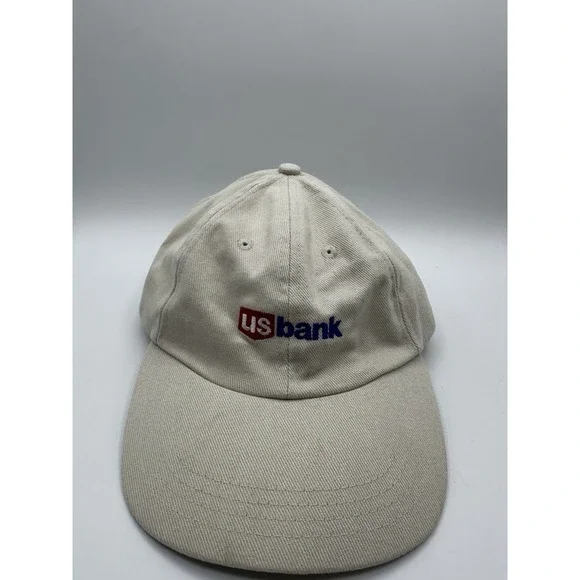Ahead‎ Baseball Cap Blue Red OS US Bank Embroidered Adjustable Slideback Hat