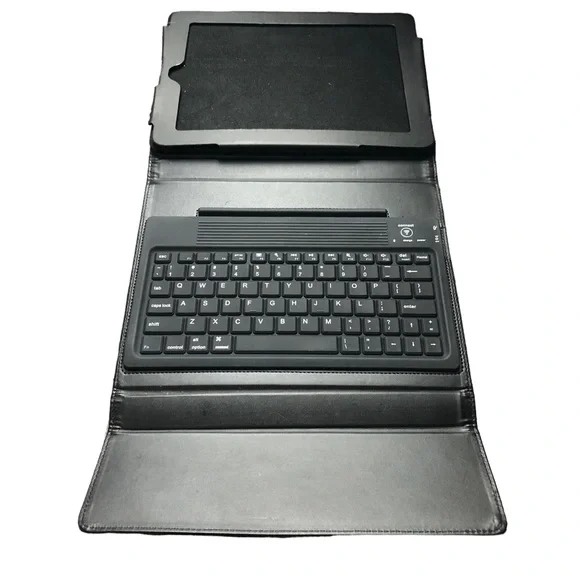 BROOKSTONE IPad cover, keyboard and stand. Black Leather