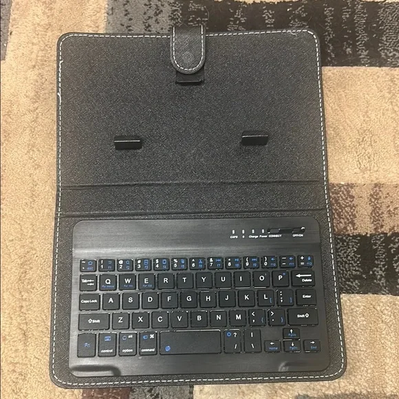 Black Folio Tablet Keyboard Case with Built-in QWERTY