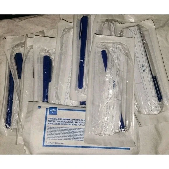 Medline Surgical Tattoo Skin Marker 10 Sealed Wrapped + Ruler Labels 6 Sterile