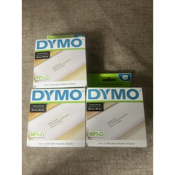 3 Pack Dymo Labels 1 1/8 In X 3 1/2 28mm X 89mm 2 X 350