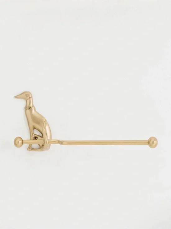 Anthropologie Caine Dog Toilet Paper Holder, Brushed Brass