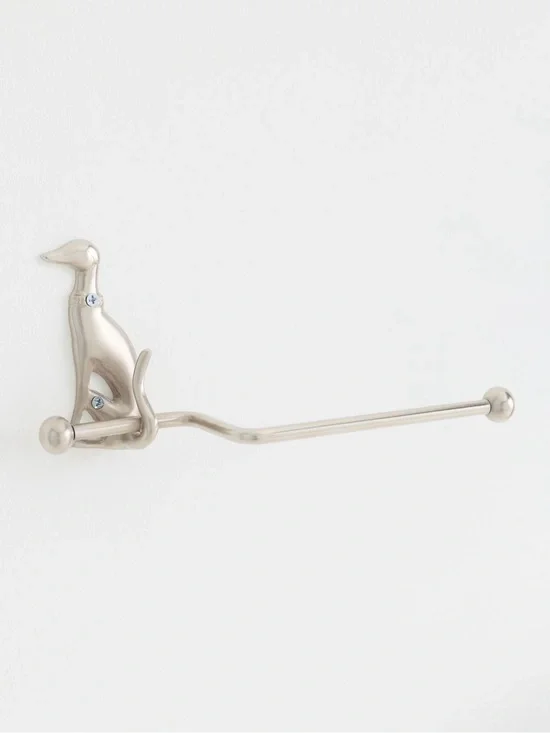 Anthropologie Caine Dog Toilet Paper Holder, Brushed Nickel