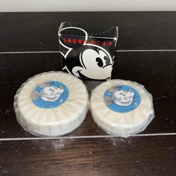 Vintage | Disney Resorts | Mickey Mouse Bath Soap‎ , Facial Soap, Shower Cap Set