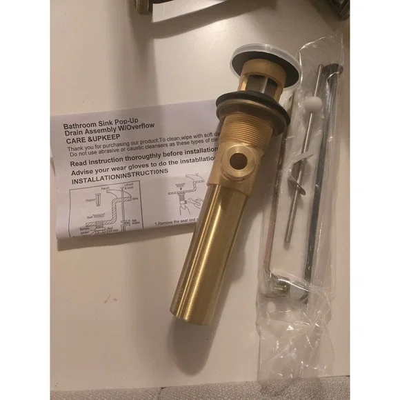 Black Matte top - Bathroom Sink Pop Up Drain Assembly W Overflow‎ Brass Finish