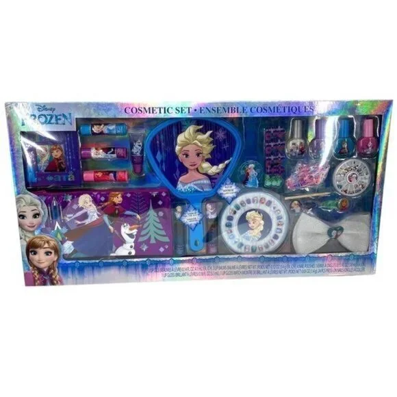 Disney Frozen Deluxe Girl’s Cosmetic Beauty Nail Hair Gift Set w/ Elsa Mirror