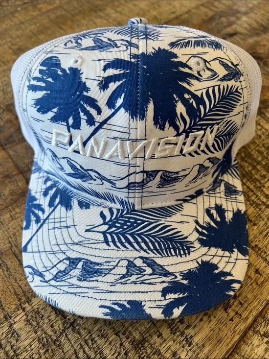 Blue & White PANAVISION CAMERA Tropical Mesh Hat with Embroidered Front
