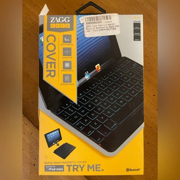 ZAGG Quick Snap Magnetic cover backlit Keyboard for iPad mini. Bluetooth. Black