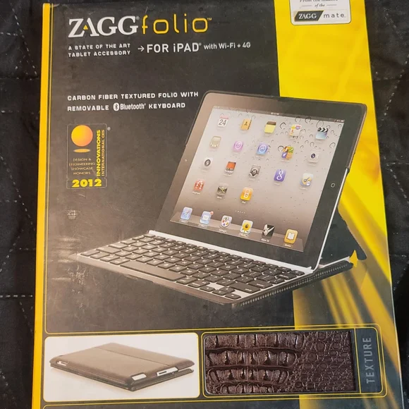 Zagg ZAGGfolio Case w/Bluetooth Keyboard for Apple iPad 2 - Alligator Leather