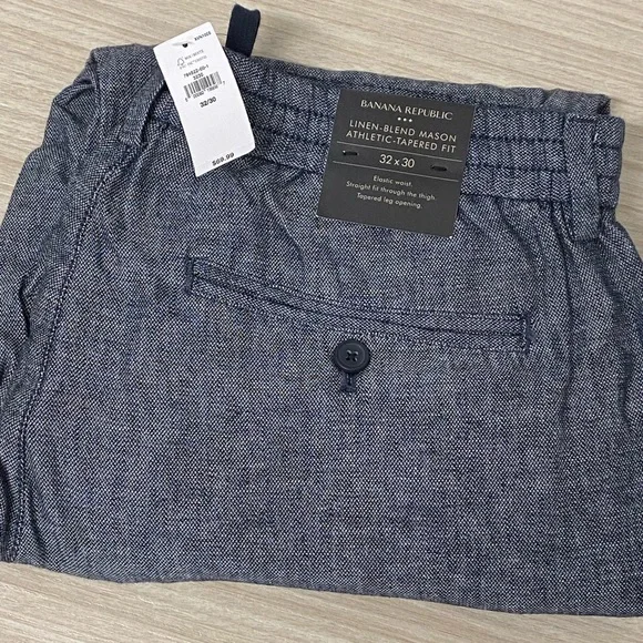 Banana Republic Men's Blue Linen-Blend Athletic pants