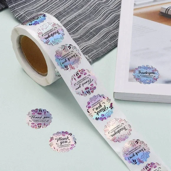 500 Holographic label, Thank You Stickers