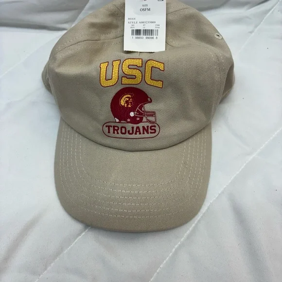 NWT USC University of South Carolina Trojans Football Hat- tan, gold and red