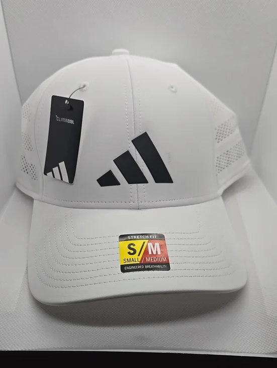 adidas White Stretch Fit Cap with Black Logo