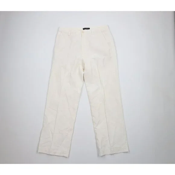 Vintage Banana Republic Mens 32x30 Distressed Linen Blend Wide Leg Chino Pants