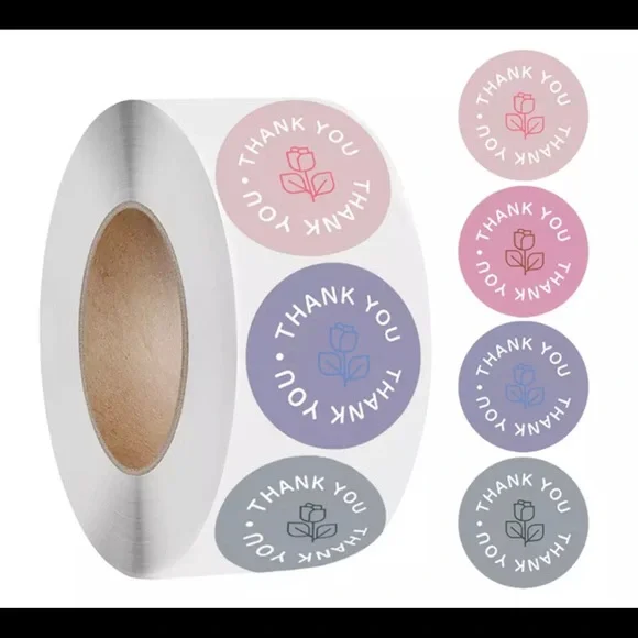 ⭐️3 for $22- 500 ct. 1” Thank you stickers/labels, Pink& Purple •• NEW Freebie!