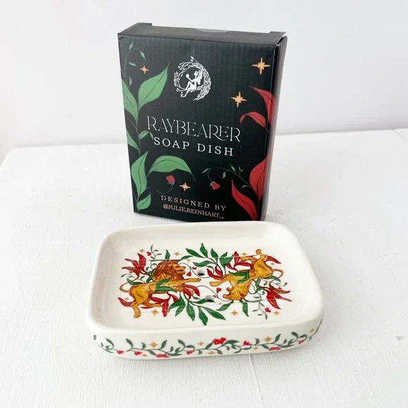 FairyLoot Raybearer Soap Dish White Lion Botanical‎ Ceramic Julie Reinhart NEW