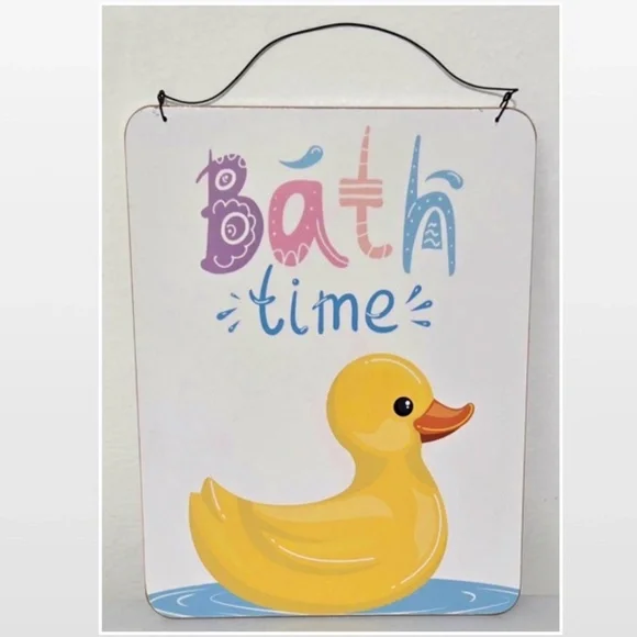 New Kathy Sign Home Bath Time Kids Unisex Yellow Rubber Duck Décor NWT