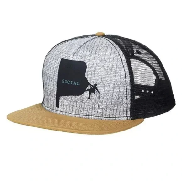 Prana Journeyman Flat Brim Trucker‎ Hat NWT Nomad Climber Mesh Gray Sustainable