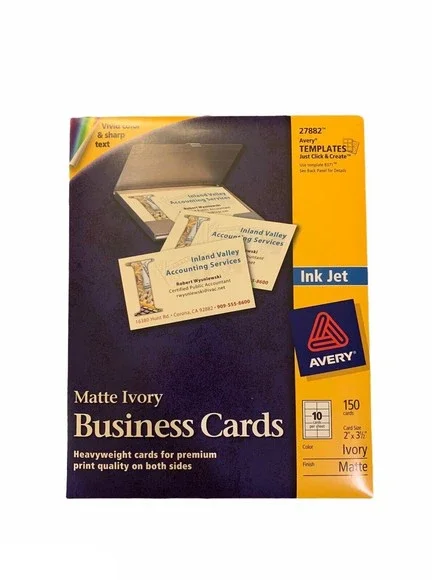 27882 Avery Matte Ivory Business Cards Heavyweight 2 Sided Print 150 cards total