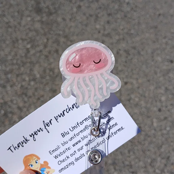 Pink Jellyfish Badge Reel