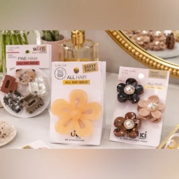 Assorted Claw Clips Bundle Scrunci Hair Clips Neutral Set Flower Clips