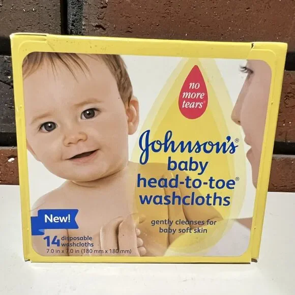 Johnsons Baby HEAD-TO-TOE Washcloths - 14 Count - NOS Disposable Discontinued