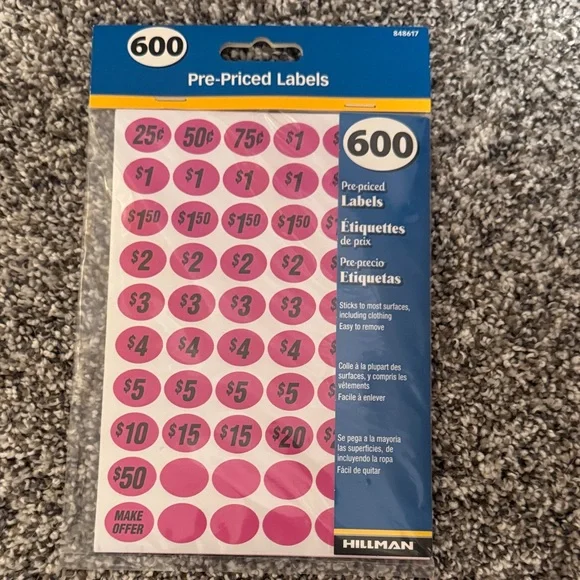 Pink Pre-Priced Labels