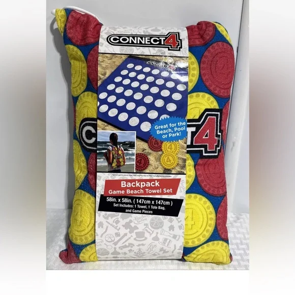 2020 NEW Connect 4 Backpack Game Beach Towel Set 58