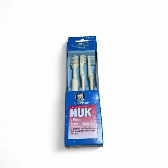 VTG Gerber Nuk 3 Piece Toothbrush Set Y2K NIB Collectors Display Only Nostalgia