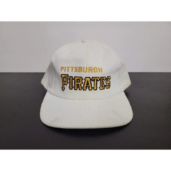 Vintage Pittsburgh Pirates Hat Cap Mens Snapback White Corduroy Twin‎ Enterprise