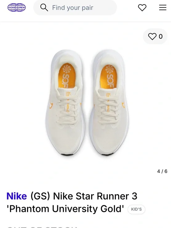 SZ 4Y Nike White Sneakers with Orange Swoosh