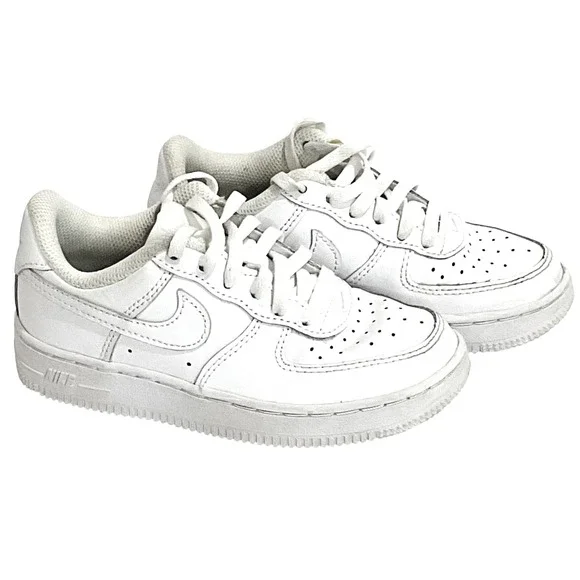 Nike DH‎ 2925-111 triple white Force 1 low leather preschool size 11 child kids
