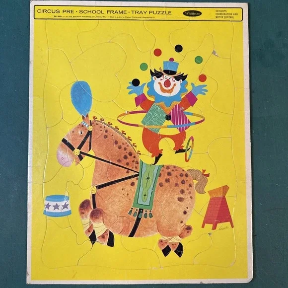 Puzzle Vintage 1964 Whitman Frame Tray Circus Pre-School No.4421 14.5