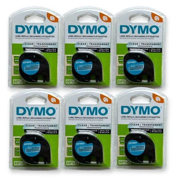 Dymo LetraTag LT Label Refills Clear Plastic Label Tape 1/2