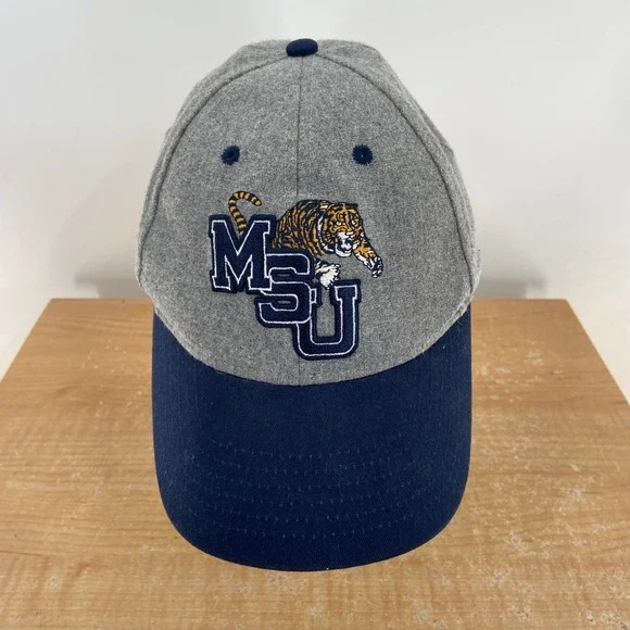 Memphis State University MSU Tigers Snapback Hat Gray Wool Blend Cap Vintage