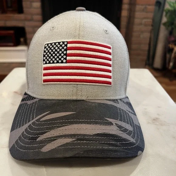 '47 Brand American Flag Hat Gray Camo Snapback Adjustable‎ USA Patriotic Cap