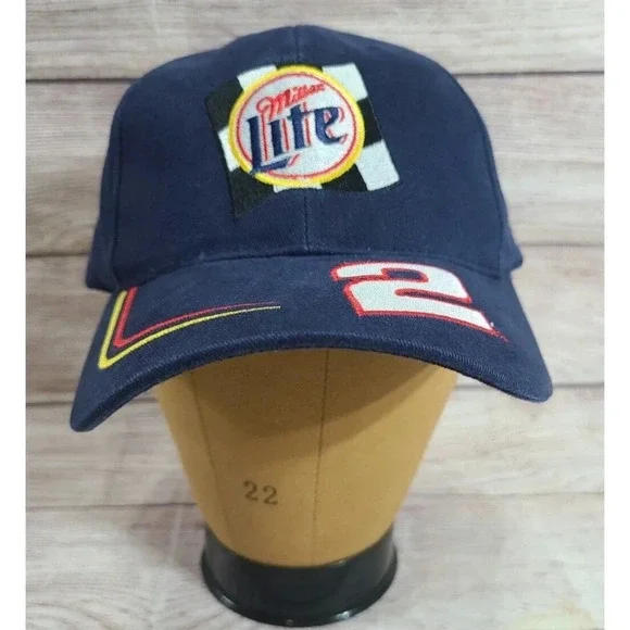 Nascar Miller Light Rusty Wallace #2 Baseball Cap Hat Navy Mens OSFM Blue Hase