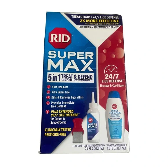 RID Super Max 5 in 1 Complete Lice Treatment Kit Pesticide Free Exp 11/2027