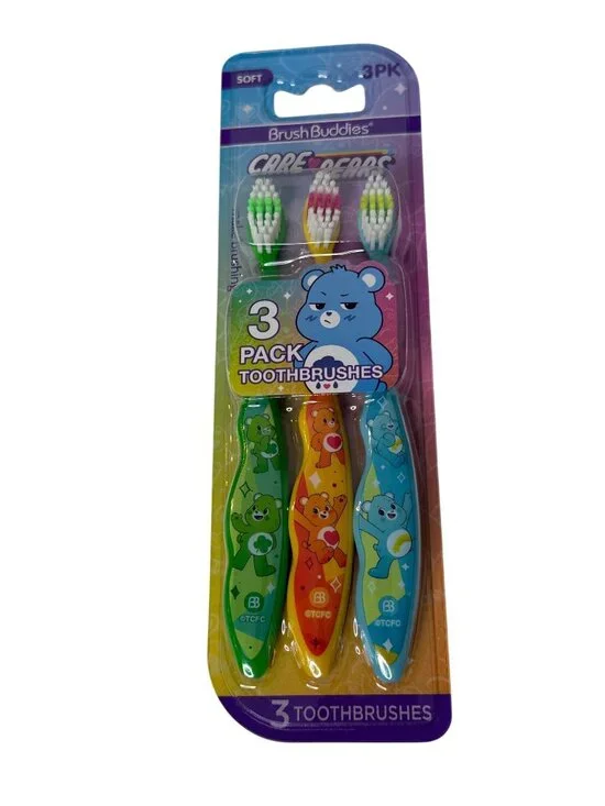 Care Bears 3 Pack Toothbrushes Soft Bristle New