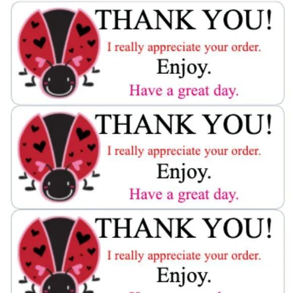 Lady Bug Thank You Stickers Order Shipping Labels Posh Shop Box Label …