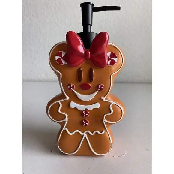 DISNEY Minnie Mouse Christmas‎ Gingerbread Soap Lotion Dispenser With Pump NEW