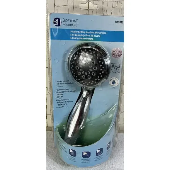 Boston Harbor 5 Spray Setting Handheld Showerhead Chrome NIB NOS