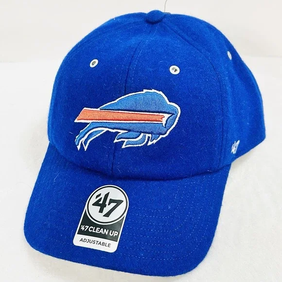 '47 Brand Buffalo Bills Wooly Clean Up Hat Cap Adjustable Strapback Blue NFL‎