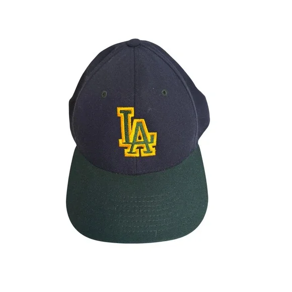 Outdoor Cap Pro Series LA Fitted Hat Mens Size 7 Navy Green Excellent Vintage
