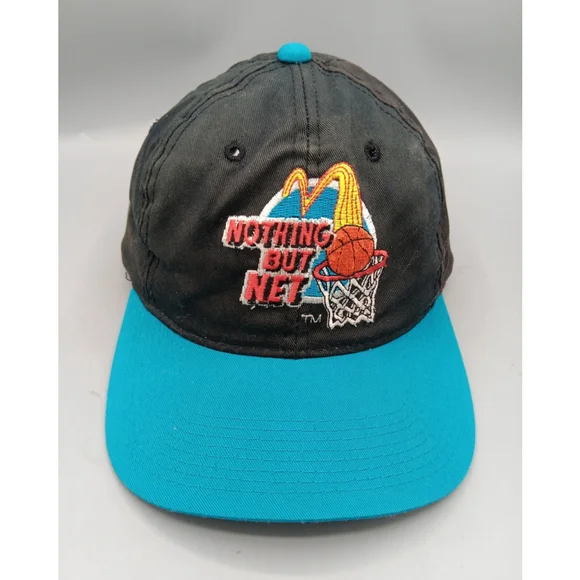Vintage 90s McDonalds 1993 Basketball Promo Hat Snapback Cap Teal Black