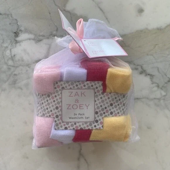Baby WashCloths Pink Yellow‎ White 24 pack