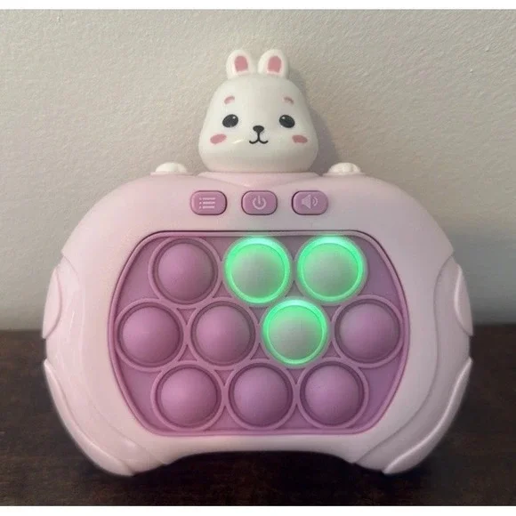 Light Up Pop It Pro Fast Push Puzzle Handheld Game Sensory Toy Pink Bunny Gift