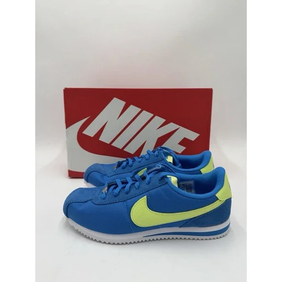 Nike Kids' Grade School Cortez Shoes Blue Lemon NWB Size 6Y / Womens 7.5