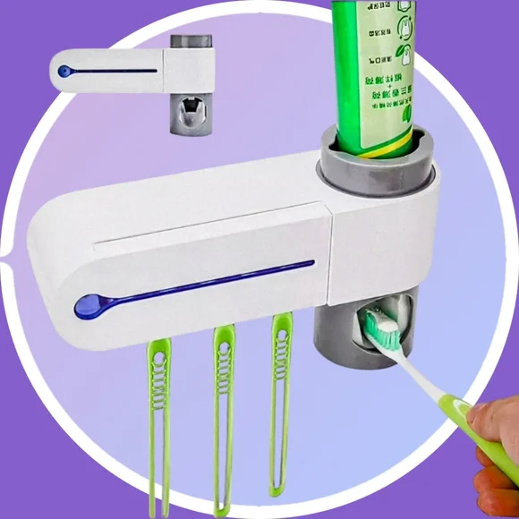 NIB UV Light Sterilizer, Toothbrush Holder & Cleaner, Auto Toothpaste Dispenser