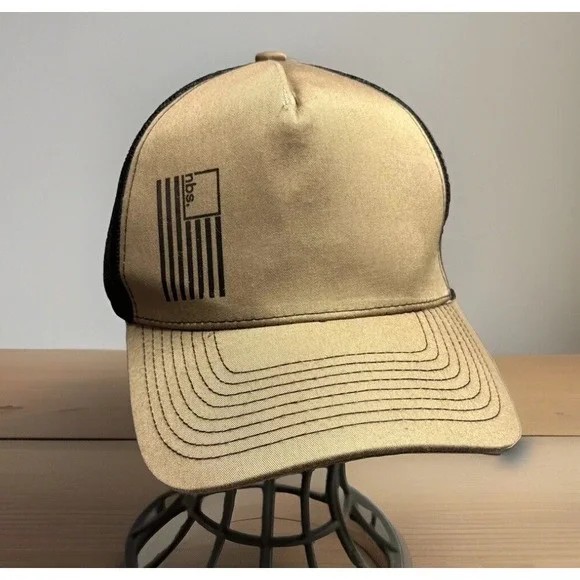 NBS‎ USA Flag Trucker Hat Dad Cap Brown Snapback Not By Sight Mesh
